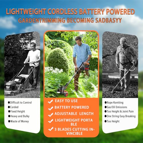 Cordless Grass Trimmer Battery Weed Eater Electric Weed Wacker with Wheels by MLKXCVB - Used condition - Image 6