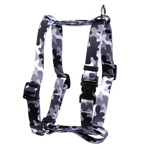 Image of Yellow Dog Design Black and White Camo Roman Style H Dog Harness, Large