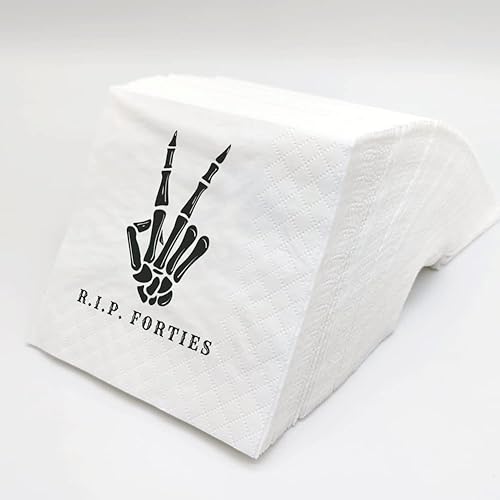 Miniatura 2 de SharkBliss RIP Forties - Servilletas de cóctel, paquete de 100 servilletas de papel RIP Forties Death to My 40s Dirty 50 Birthday de papel para 50