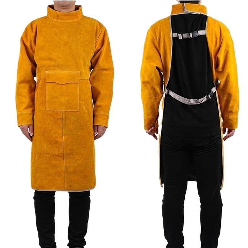delantal cocina Delantales de piel vaca con mangas, ropa trabajo soldadura, 3 colores