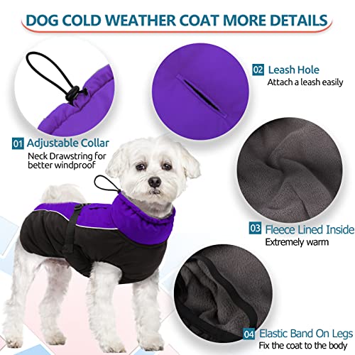 Sunfura Dog Cold Weather Coat, Turtleneck Windproof Waterproof Dog Winter Jacket Outdoor Pet Vest With Warm Fleece Lined And Fur High Collar, Reflective Thick Dog Clothes For Small Medium Large Dogs #TOP2