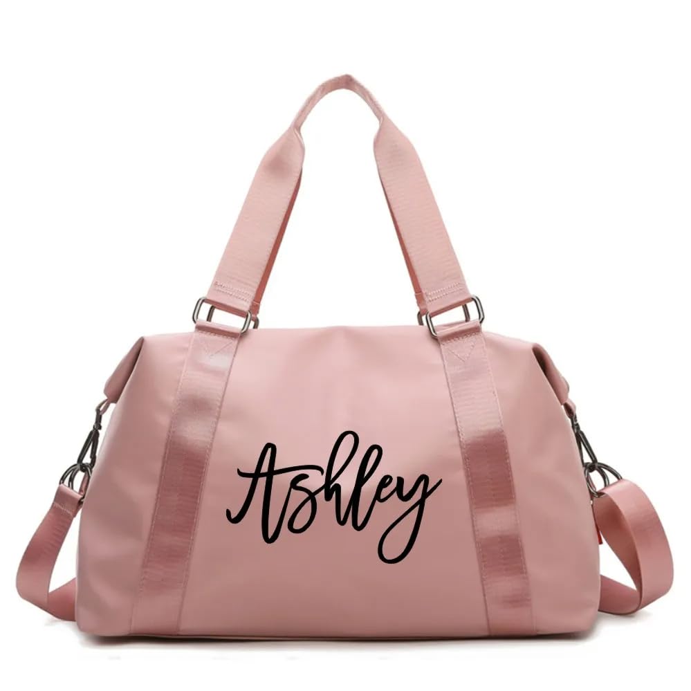 Personalized Duffel Bag for Women, Custom Bridesmaid Gift, Weekender Bag, Gym Bag, Cabin Bag, Bridal Gift Travel Bag, Waterproof Shoulder Bag, Pink (S, Pink)3