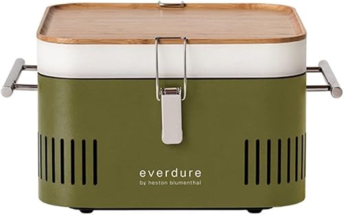 Everdure by Heston Blumenthal Cube Portable Charcoal Grill Braai, Khaki