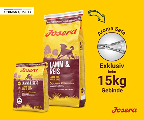 JOSERA Lamm & Reis (1 x 15 kg) | Adult | Premium Trockenfutter für ausgewachsene Hunde | Reis & Lamm als einzige tierische Proteinquelle | besonders verträglich | weizenfrei | Hundefutter | 1er Pack