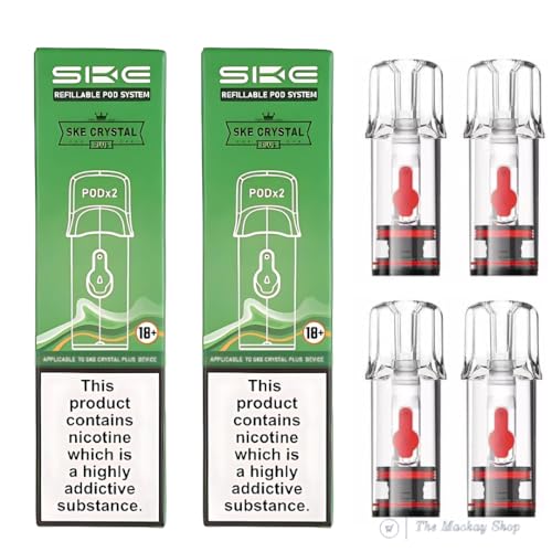SKE Crystal Plus Refillable Pods [1.1] - 4 Pack Empty Refillable Pods Compatible with Crystal Plus - No Nicotine [4 Pack]