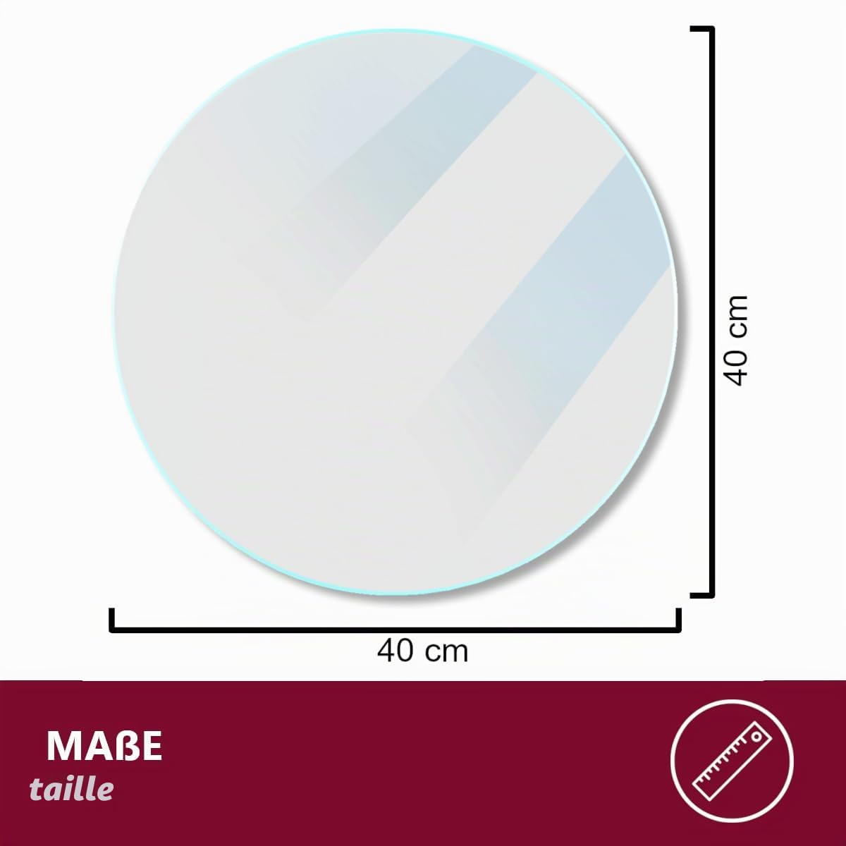 Euro Tische Plaque de Protection Ronde en Verre trempé Ø 40 cm - Disponible en Noir, Blanc et Transparent - Plaque Pare-étincelles Robuste pour poêles à Bois et cheminées (Transparent)