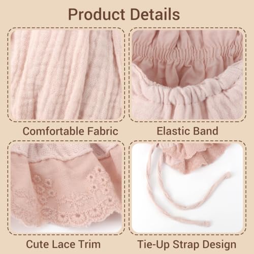 Image of DRESHOW BQUBO Baby Bonnet Lace Cotton Baptism Bonnet for Baby Girls Newborn Soft Warm Cap Hospital Hat Sleepy Hat with Tie