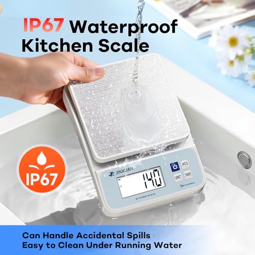 Image of Digital Kitchen Scale 11lb /5kgx0.1g Waterproof Food Scales for Kitchen Rechargeable Food Weighing Scale with LCD Display, Large Food Scale Grams and Ounces for Baking, Cooking, Weight Loss, Meal Prep