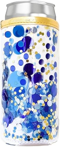 Miniatura 3 de Packed Party Spirit Squad - Enfriador de latas delgadas de confeti, soporte de metal aislado para portón trasero, piscina o playa (explosión naranja)