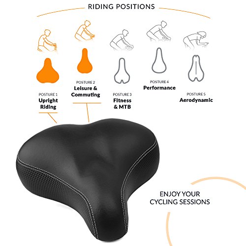 Extra Comfortable Bike Seat for Seniors with Elastomer Springs – Extra Wide and Padded Bicycle Saddle for Men and Women Comfort – Universal Bike Seat Replacement