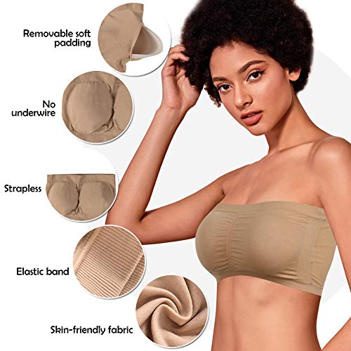Women's Bandeau Bra, Strapless Bralette Seamless Bandeau Bra Tube Top Bras3
