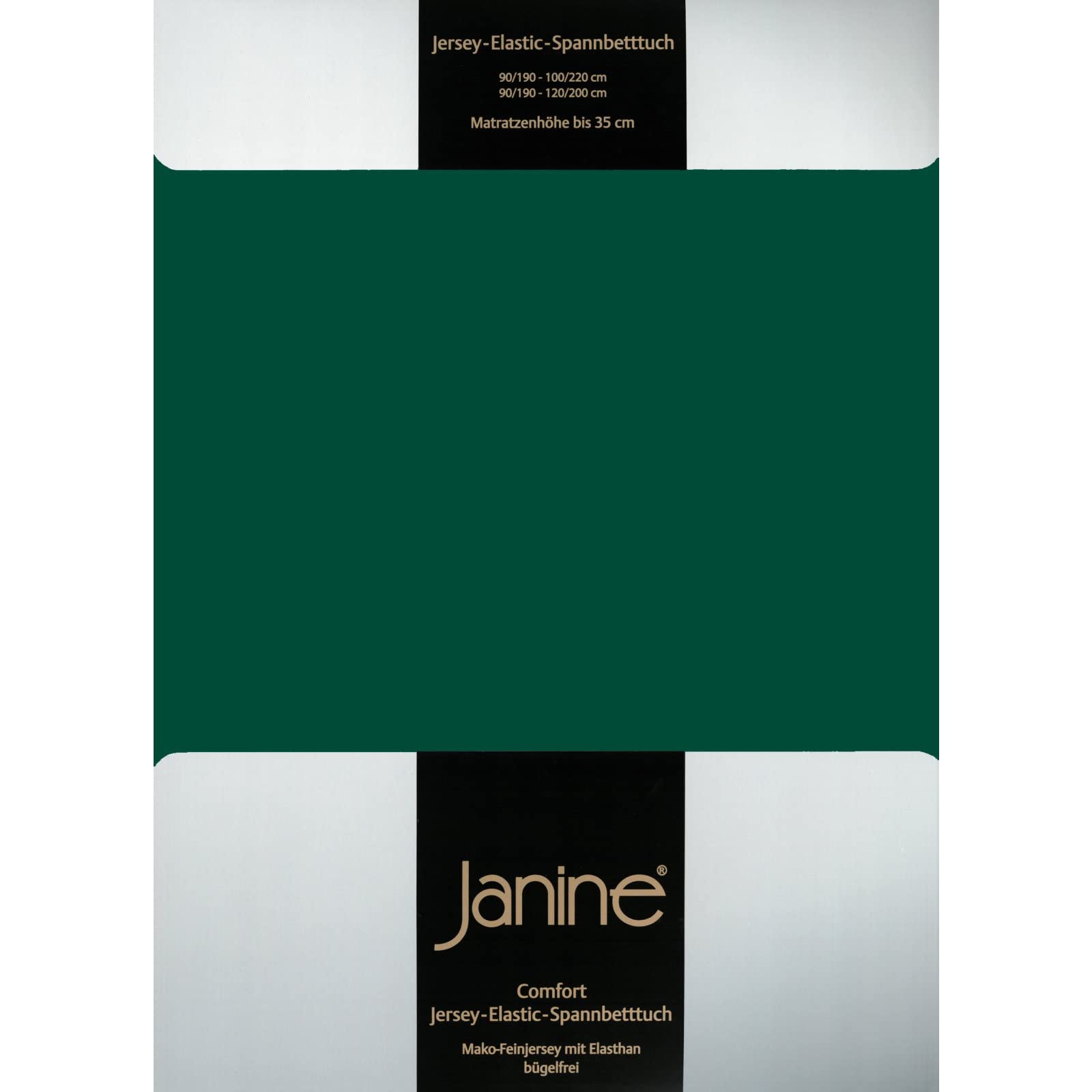 Janine Bettlaken Elastic 5002, Jersey-Elasthan, Rundum-Gummizug, für Matratzen bis 35 cm Höhe, 95% Baumwolle, Farbe Grün