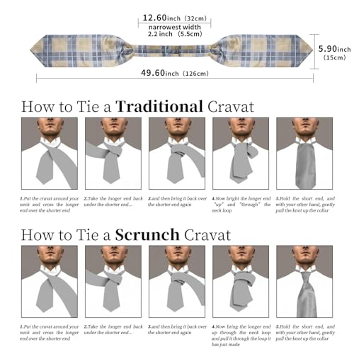 Image of DiBanGu 3PCS Ascot Ties for Men Wedding Jacquard Woven Silk Ascot Cravat for Men Cravat Tie and Pocket Square Set