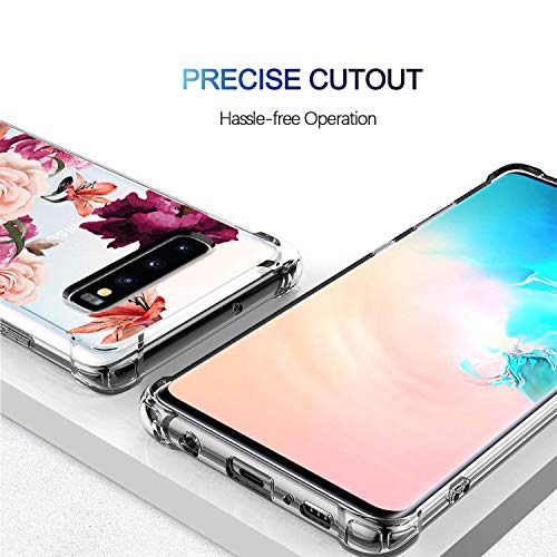Kiomy Galaxy S10 Plus Case For Girls Women Clear With Flower Design Shockproof Bumper Protective Cute Floral Case For Samsung Galaxy S10 Plus 6.4 Inch Slim Fit Flexible Rubber Cell Phone Back Cover #TOP3