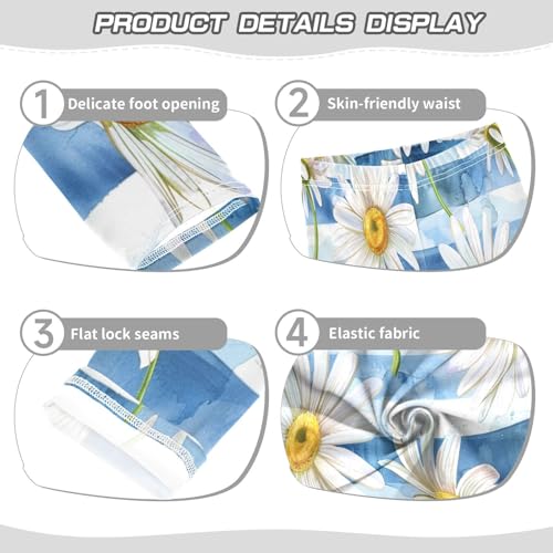 Bolaz Toddler Girls Leggings Printed Yoga Pants Leggings Daisy Blue Strip for Kids3