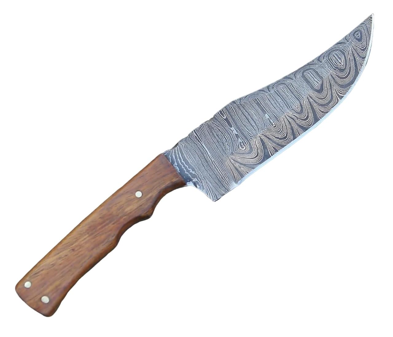 Decent Knives 9 Inch Fixed Blade knife Handcrafted Damascus Steel Hunting Knife with Leather Sheath - Perfect for Hunting and Camping - Premium Outdoor Bushcraft Skinning Knife.