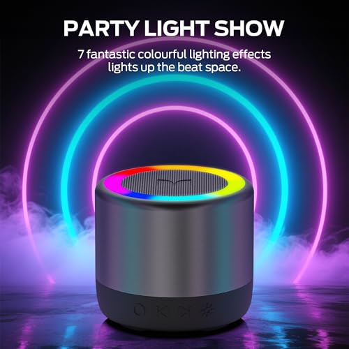 Image of Monster S270 Bluetooth Speaker, Mini Portable Speaker with 360 Surround Sound, Bluetooth 6.0, Colorful Lights, TWS Paring, IPX6 Waterproof Wireless Speaker for Hiking, Cycling, and Indoor Activities
