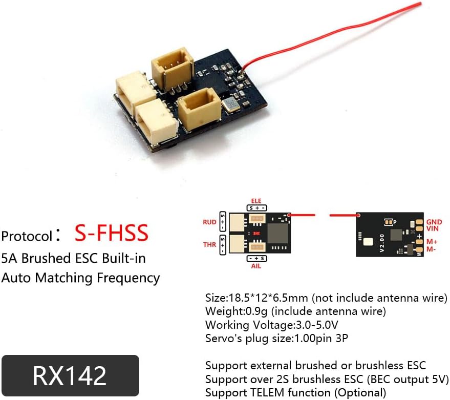 Mini 4CH Receiver Integrated 5A/1S Brushed ESC (RX142)