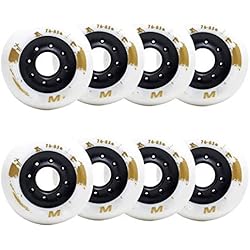 Ruedas Patines 80Mm 85A HJGHY Paquete de 8 Ruedas 85A, Ruedas de Patines, Ruedas de Patinaje en Línea, Ruedas de Repuesto para Patines de Velocidad,Blanco,80mm