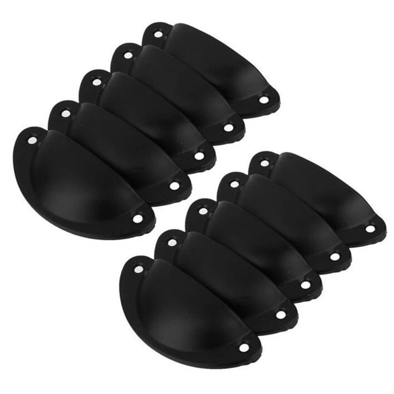 ZHSOAO 10 Pcs Black Iron Semicircle Door Knobs Pull Handles Cabinet Drawer Wardrobe Vintage Shell Style 82x35x18mm Hardware for Cabinet Cupboard