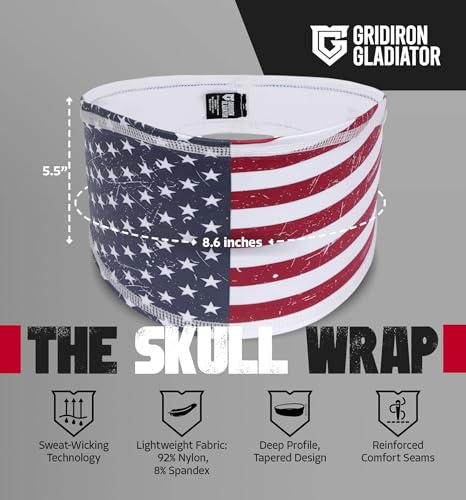 Image of Gridiron Gladiator Football Bandana - Skull Headwrap, Sports Head Wrap for Men's Workout