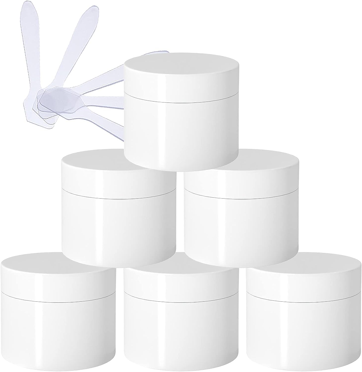 FLYIODFCXV cosmetic jar, Pack of 6, Empty Thick Glossy with Screw Lid, Inner Liner, Sample Bottles Travel + 6X Spatulas(30ml)