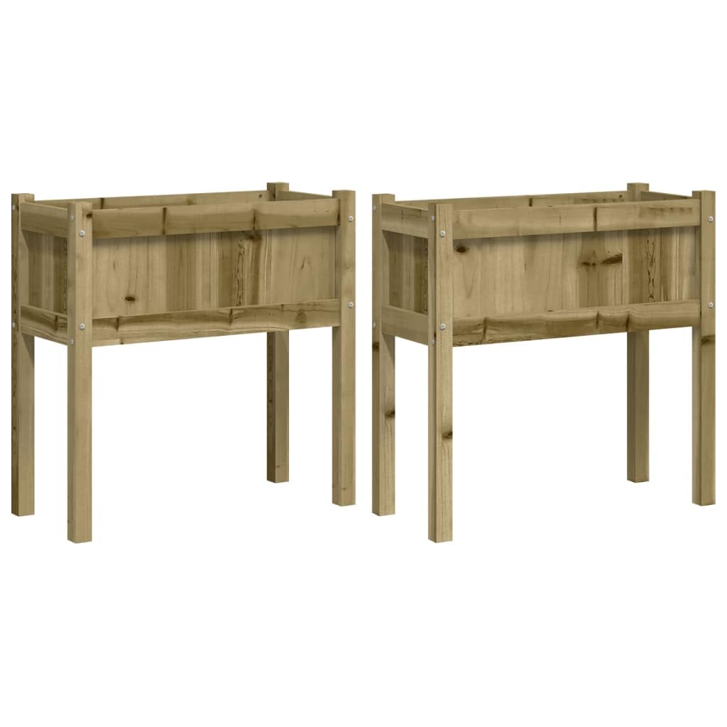 Donice ogrodowe na nogach 2 szt impregnowane drewno sosnowe duze do ogrodu balkonu tarasu 70x31x70cm zestaw
