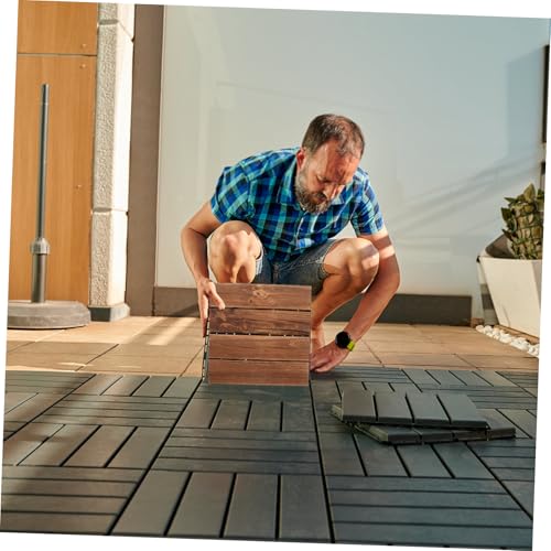 Dalles de terrasse emboîtables à clips Sol extérieur drainant marron clair Lot de 2 - 6