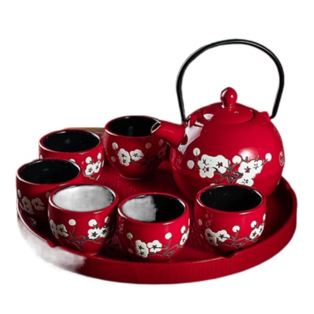 Service à thé en céramique Rouge de Chine 7 pièces Théière pour la Maison Kung Fu Creative