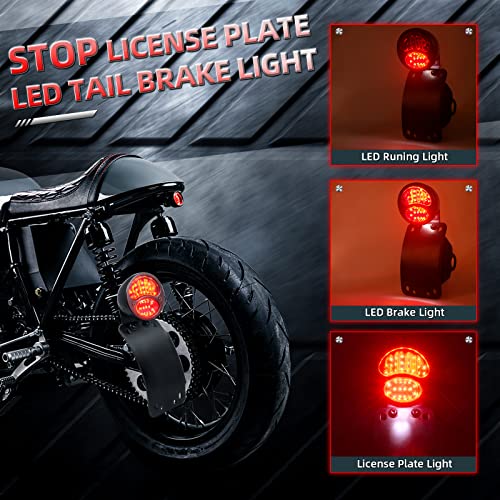 Image of Amazicha LED License Plate Brake Light Tail Light with 1 Inch Axle Hole Curved Bracket Compatible for Harley Sporster Bobber Choppers