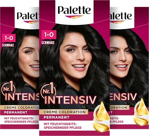 Palette Intensiv Creme Coloration 1-0/900 Schwarz (115 ml) permanente Haarfarbe für leuchtende langanhaltende Farbbrillanz & 100 % Grauabdeckung