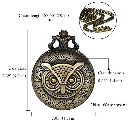 Image of JewelryWe Vintage Pocket Watch Cool Gear Steampunk Retro Pendant Necklace Watches for Men Women Halloween Costumes Daily and Office