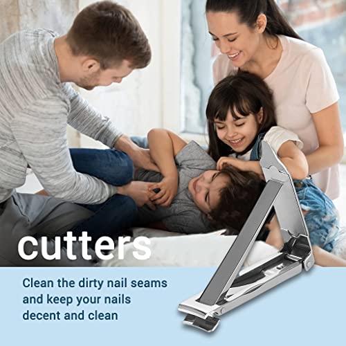 MAYCREATE® Nail Clippers with Nail File Stainless Steel Foldable Nail Cutter with Leather Cover Toenail Clippers Travel Design Cut - Image 7