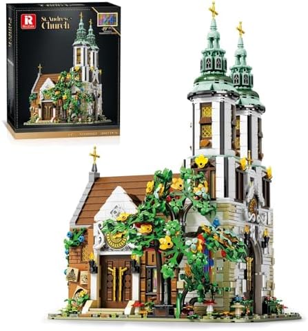 Reobrix 66023 St. Andrew's Church Building Block Set with LED Light, 3056 PCS Cathedral Model Building Kit, Famous Architecture Landmark Collection for Adults and Teens 14+