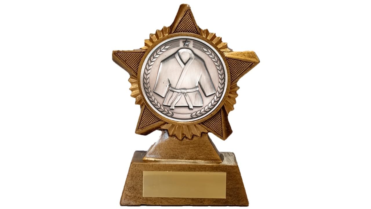 Troshow Antique Gold Martial Arts Trophy Award Premier Star 120Mm Heavy Resin Judo Karate Free Engraving -Troshow1-As-Td