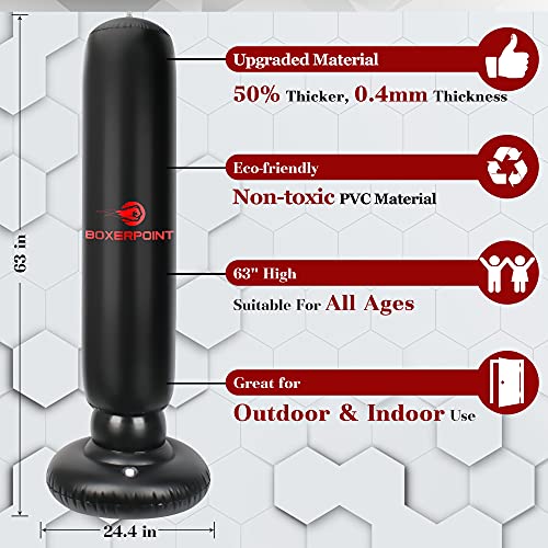 Boxerpoint Inflatable Punching Bag For Kids 8-12 | 63" Bob Punching Dummy For Kids - Kids Punching Bag For 3-8 Years For Training Karate, Taekwondo, Mma And Kickboxing - Relieve Pent Up Energy #TOP5