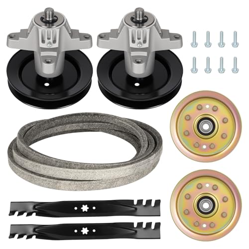 Aeagle 918-04456 Rebuild Kit Fit for 42' Deck Troy Bilt Pony 42 LT-542H (only 13AN795G790), Includes 2 Spindle 618-04456, 2 Blade 742-0616, 96' Belt 754-04060, 2 Pulley 918-0624B, 2 Idler 756-04129
