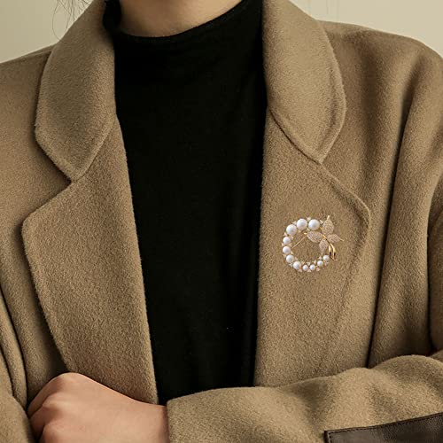 Image of GBAHFY Butterfly Pearl Brooch Gold Elegant Bridal Vintage Style Pins Wedding Banquet Anniversary Brooch for Women