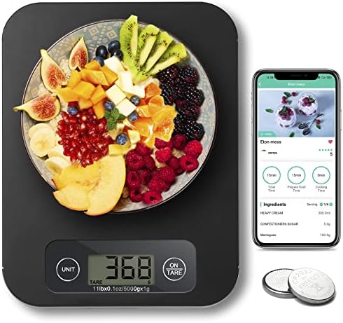 URAMAZ Smart Food Scale for Weight Loss, Kitchen Food Scales Digital Weight Grams and Oz with Nutritional Calculator, Food Weight Scale for Diet, Keto, Macro, Calorie, Baking, Meal Prep 0.1oz/11lb