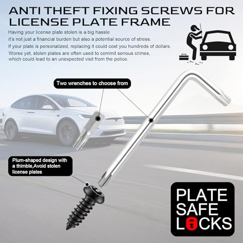 Image of LivTee Anti Theft License Plate Screws Set for Securing Frames and Covers, License Plate Bolts, M6 (1 /4 inch) Tamper Proof Screws, Caps Cover for Front Rear Frame Holder Mounting (Black-4PCS)
