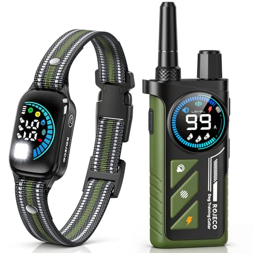 Rojeco 2-in-1 Dog Shock Collar & Dog Bark Collar -...