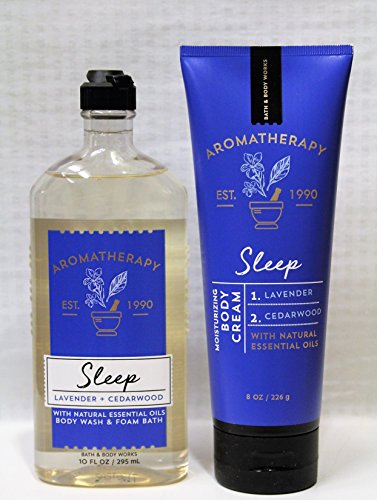 Bath and Body Works - Aromatherapy - Sleep - Lavender & Cedarwood – Bundle - Body Wash & Body Cream