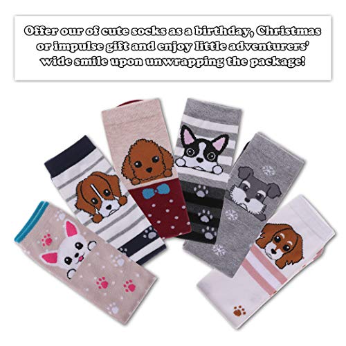 Image of FNOVCO Girls Knee High Socks Cartoon Animal Patterns Cotton Over Calf Socks