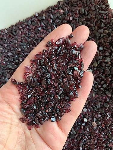 Image of 2 oz Lot Natural Semi Garnet Tumbled Gemstone Chips, Crushed Mini Crystals, Undrilled Crystal Chips (Garnet)