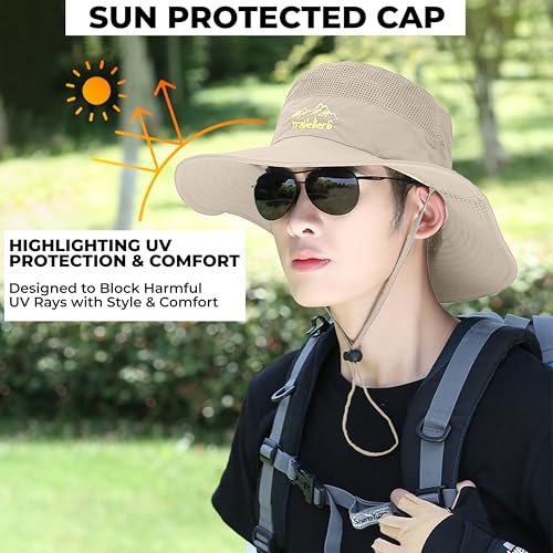 Image of Kraptick Headwear Hat - Lightweight Sun Hat with Foldable Boonie Cap Travellero Round Hat for Travel, UV Protection Summer Cap & Chin Strap with Adjustable Toggle for Secure Fit