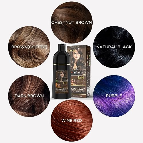 Lancity Brown Hair Dye Shampoo 3-In-1 Hair Color Shampoo Instant Coloring Gray Hair Coverage Nature Herbal Treated For Men And Women (500Ml,17.6 Fl Oz) (Brown) #TOP7