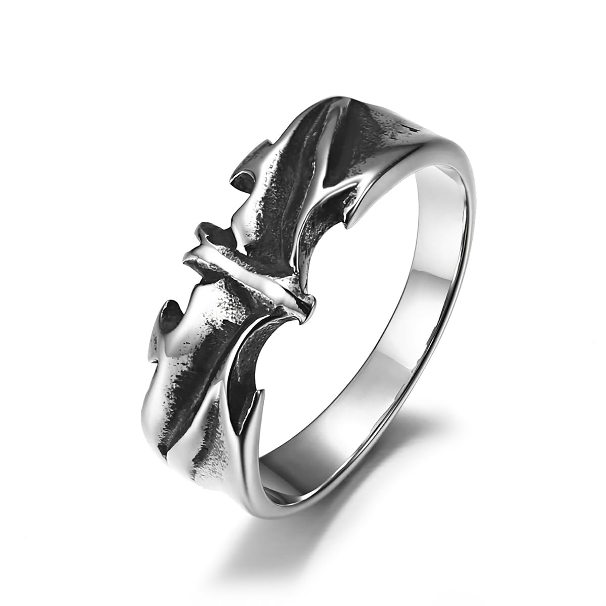 JESMINGDark Gothic Bat Ring Vampire Statement Rings Stainless Steel Ring Elegant Night Rings for Men