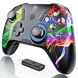 EasySMX Wireless PC Controller, Dual-Vibration Joystick Gamepad Computer Gaming Controller for PC Windows 7/8/10/11/12, Steam, Steam Deck, PS3, Switch, Android Mobile and Android TV BOX- Black