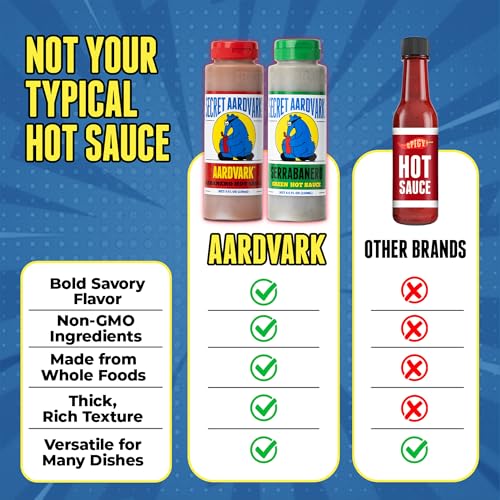Image of Secret Aardvark Habanero and Serrabanero Hot Sauce, 2-Pack Bundle 8 fl oz | Red and Green Combo, Non-GMO, No HFCS, Vegan, Low Carb, Caribbean Tex-Mex Flavor, Non-GMO, For Tacos and Everyday Cooking