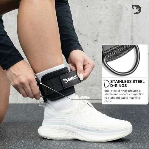 Image of DMoose Ankle Strap for Cable Machine - One Size Fit with Premium Padding, Workout Kickback Ankle Cuffs, Ankle Bands for Working Out, Booty Workouts, Leg Extension, Hip Abductors & Lower Body Exercises